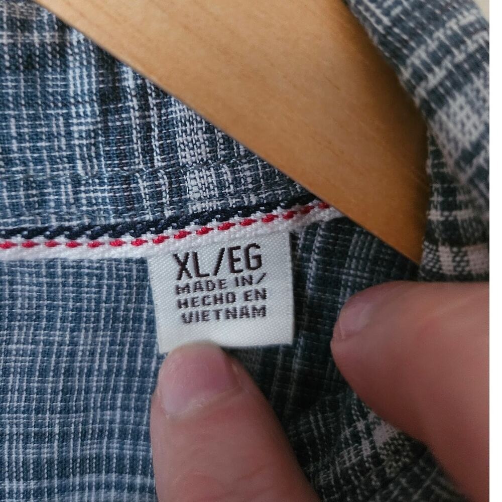 Weatherproof Vintage Linen Cotton‎ Shirt Men's Blue Plaid XL Coastal Grandpa - Picture 5 of 11